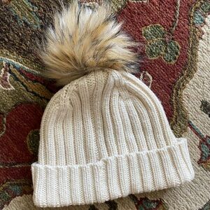 J. Crew Cream Puff Beanie